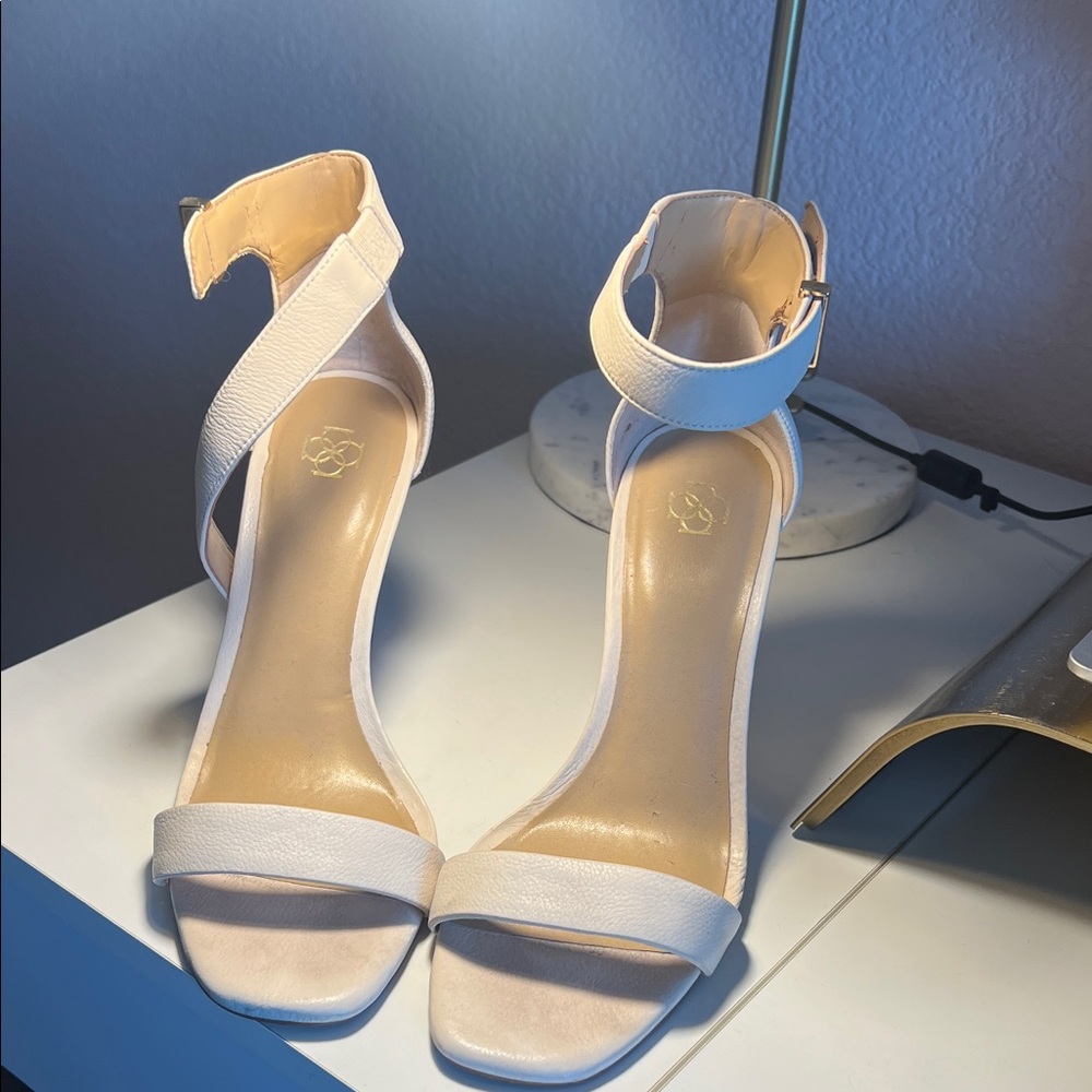 Ann Taylor Cream Stiletto Heels Ankle Strap